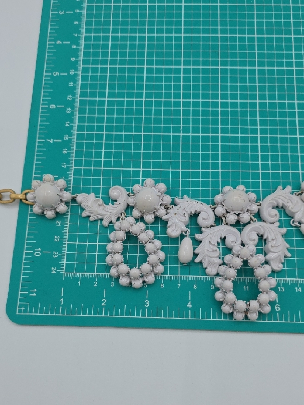 J. Crew White Floral Bib Necklace with Gold Chain - Picture 10 of 11